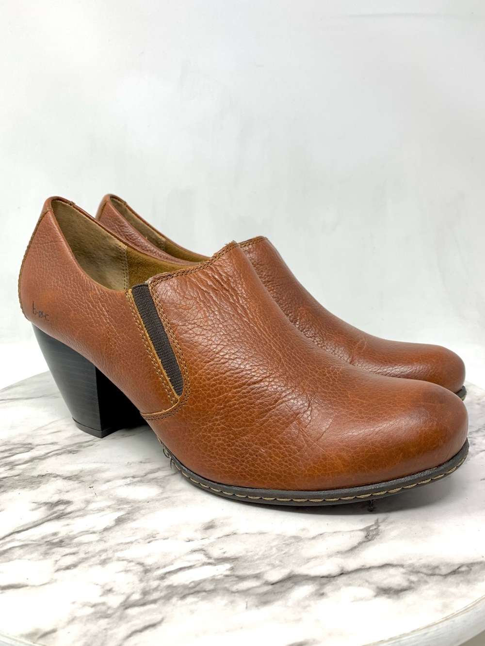 B.O.C. By Born Cognac Leather Comfort Booties 10 Retro Academia Rustic Classic